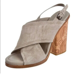 Vince Helena crisscross suede sling back  Sandal Block heel Taupe Women’s size 6